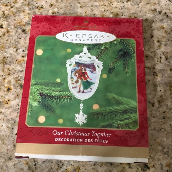 Our Christmas Together Ornament Hallmark 2000 Porcelain Skaters Couple - Picture 1 of 5